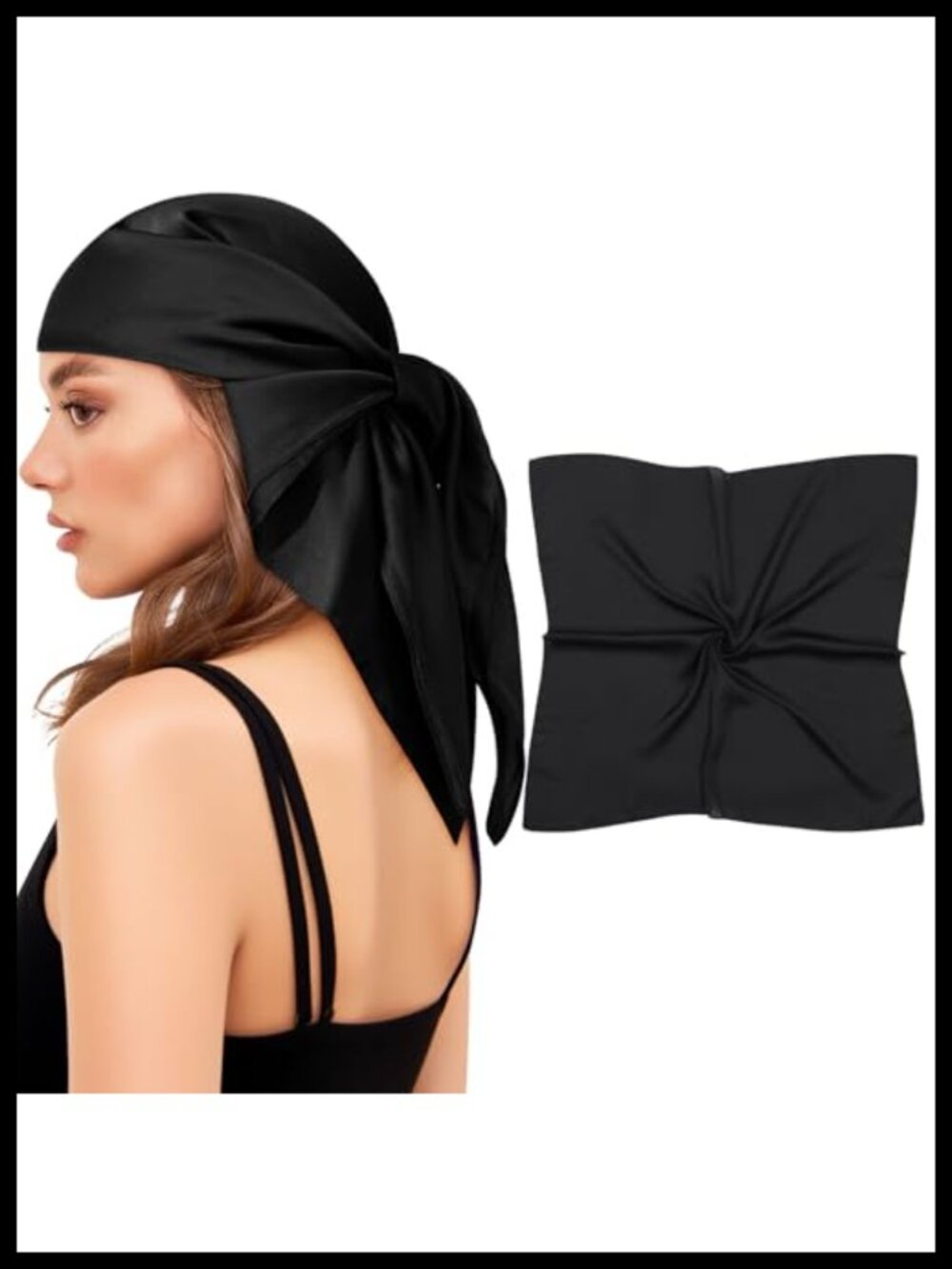 27.5" Square Satin Silk-Like Head Scarf Hair Wrap Bandana for Women